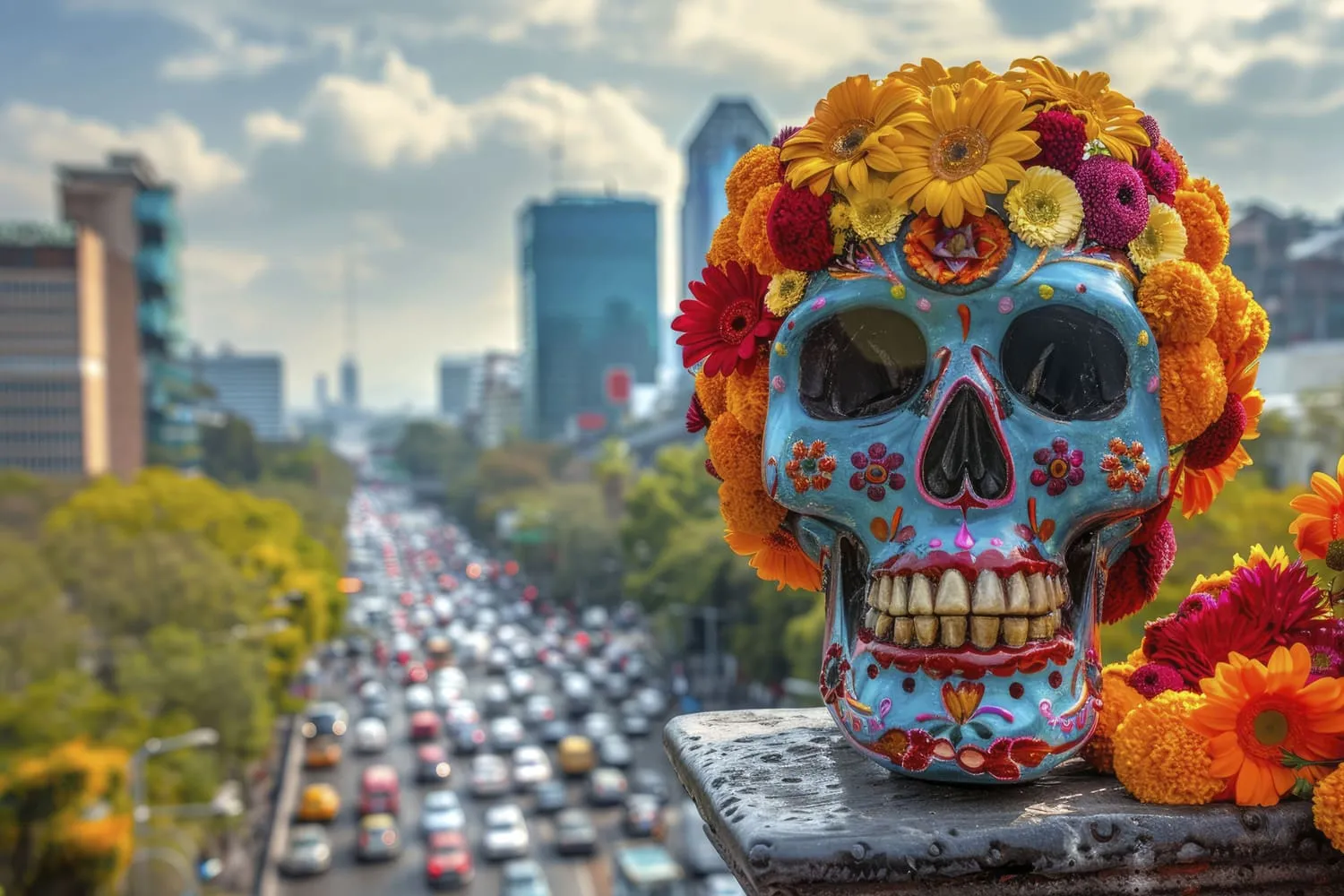 craneo-mexicano-con-hermosas-flores-min